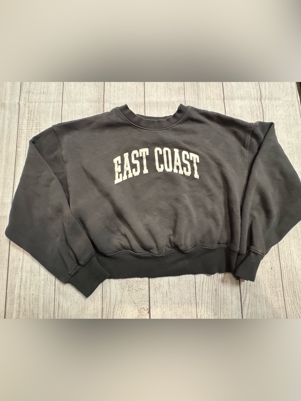 Old Navy Black Sweatshirt with White EAST COAST Arch Logo